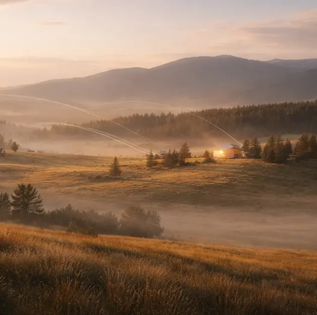 Real estate market landscape at dawn